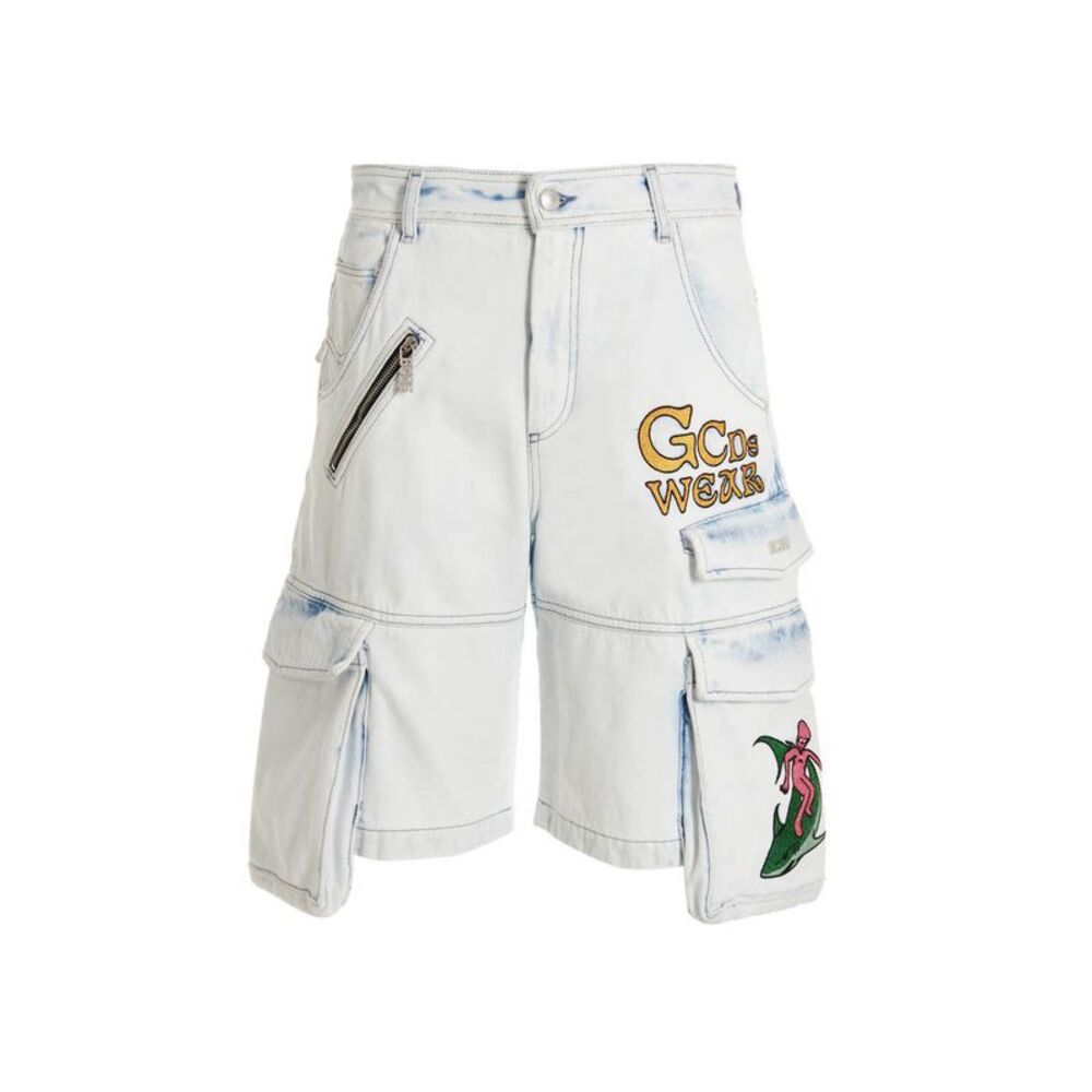 Gcds Men Bleached Embroidered Ultracargo' Bermuda Shorts